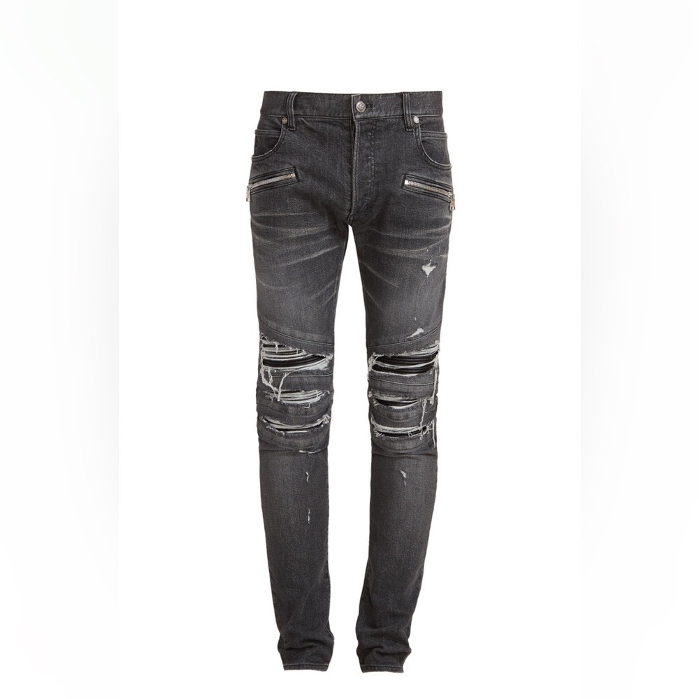 Balmain Ribbed Distress Jeans